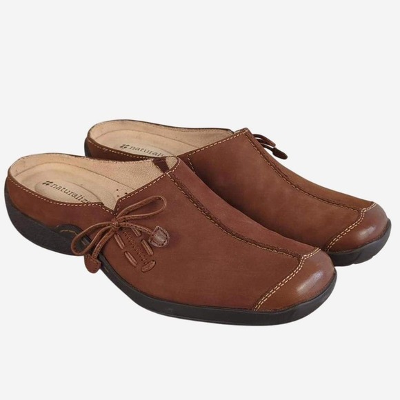 Naturalizer Shoes - Naturalizer Brown Suede & Leather Comfort Mules Bow Size 6